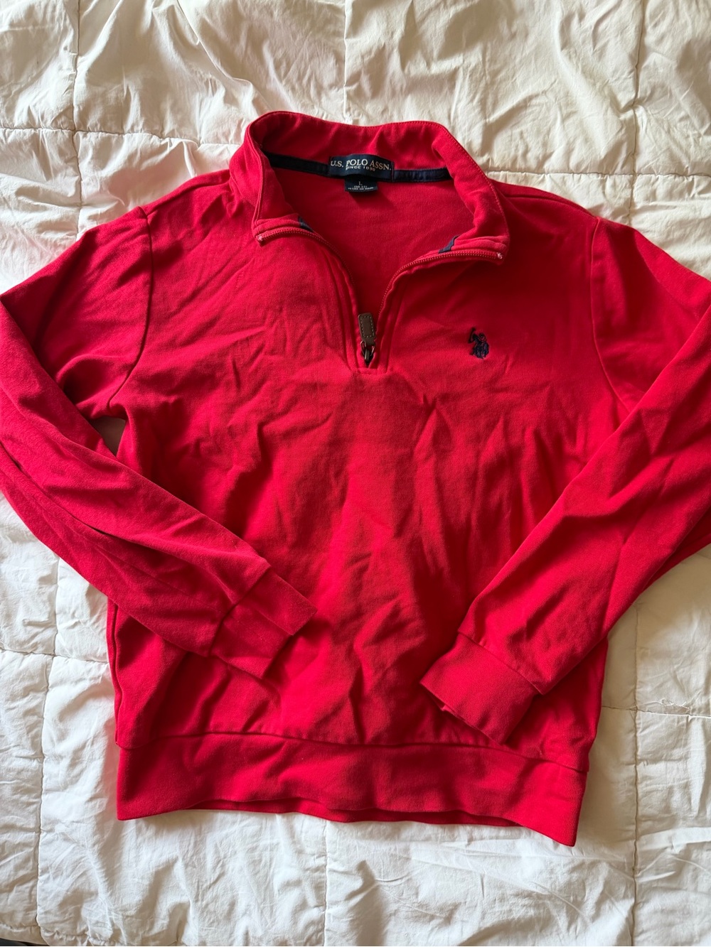 U.S. Polo Assn. Boys Bright Red Half-Zip Pullover Sweater